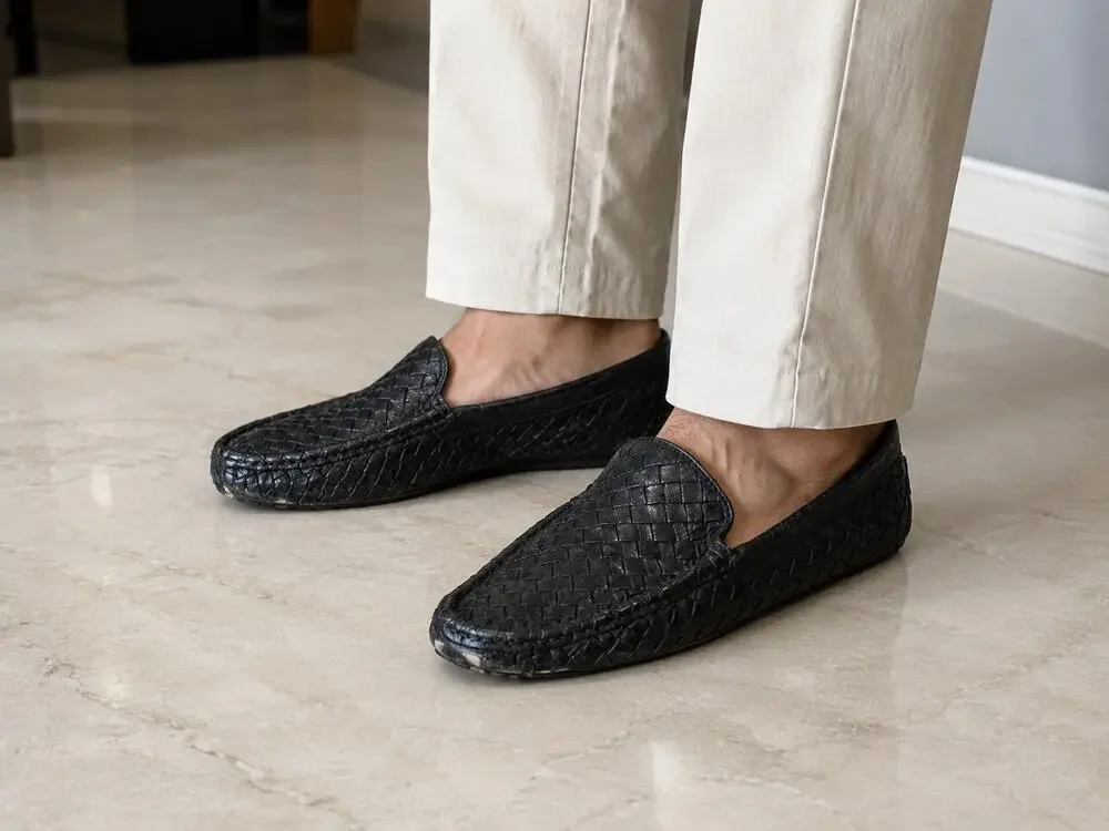 Calzoleria Toscana E945 Woven Calfskin Driving Loafers SIZE 42.5 US 9.5 Italy